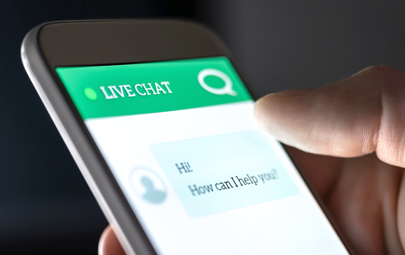 Live chat support on a smartphone screen, enhancing eCommerce customer service and online growth strategies.